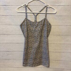 Lululemon Racerback Tank Top Built-In Bra Speckled Print Gray Size 6
